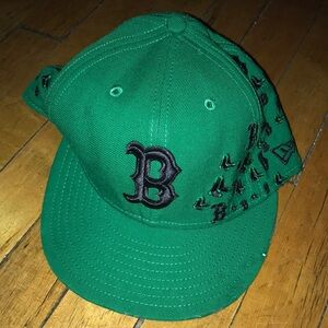New Era Green Boston Red Sox B Logo 7 1/2 with Black Embroidery